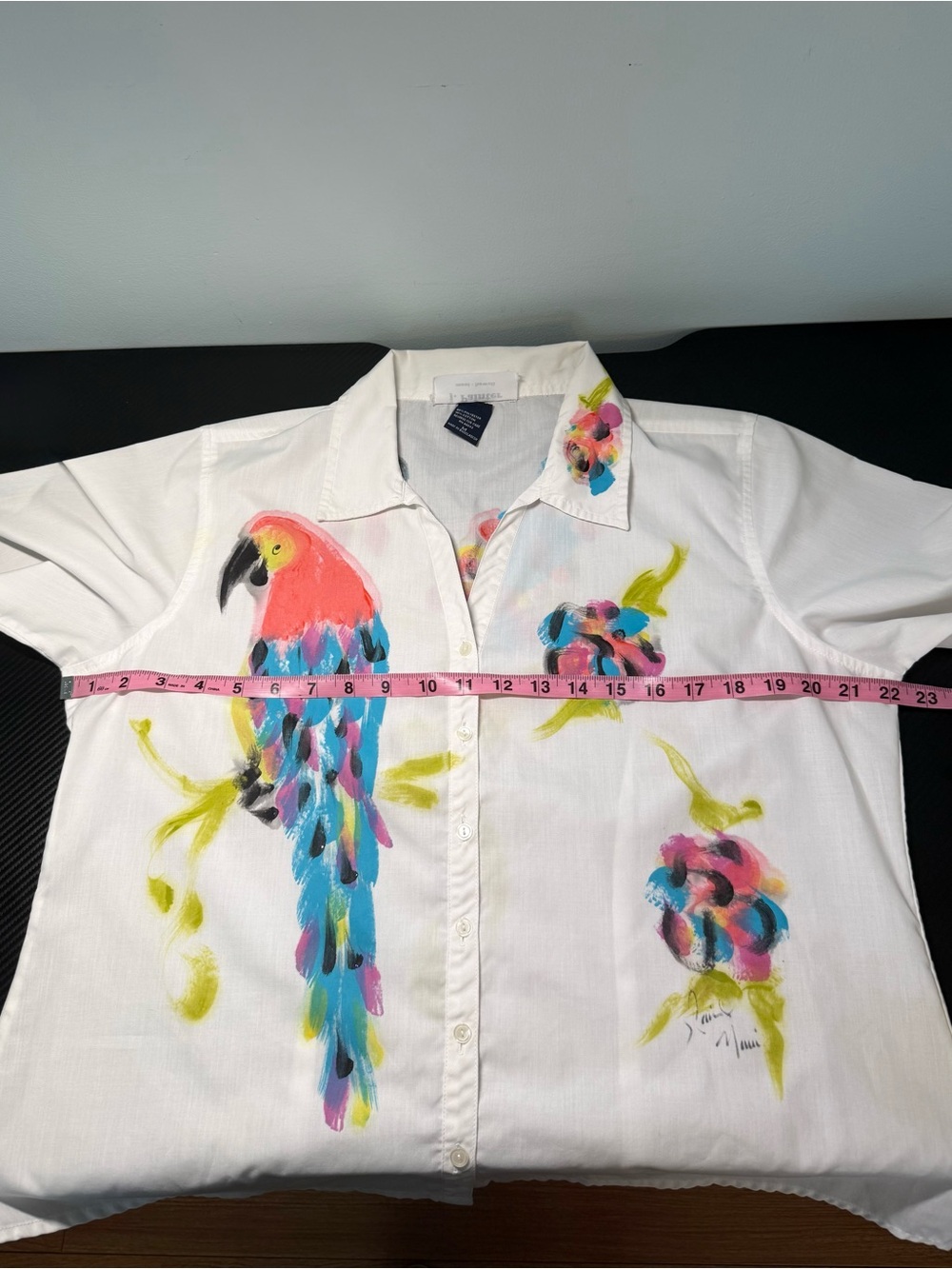 🦜🎨 Vintage J. Palmer Hand-Painted Tropical Parrot Button-Up Shirt Maui Hawaii M - Picture 9 of 13
